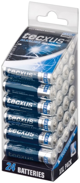 tecxus LR6/AA (Mignon) batteri, 24 st. XXL-box alkaliskt manganbatteri, 1,5 V