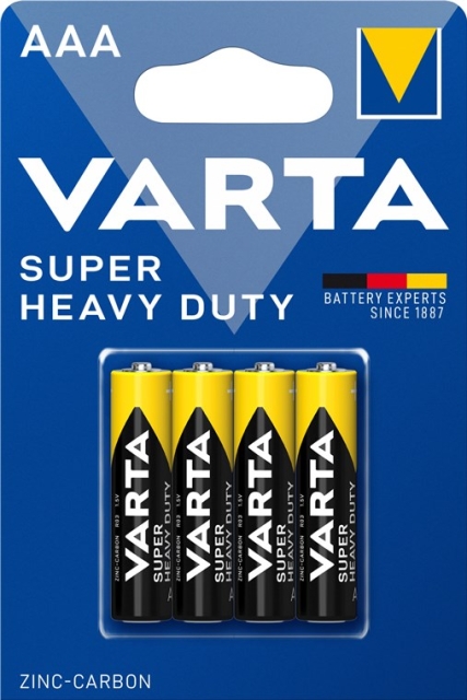 Varta R03/AAA (Micro) (2003) batteri, 4 st. blister Zink- kol batteri, 1,5 V
