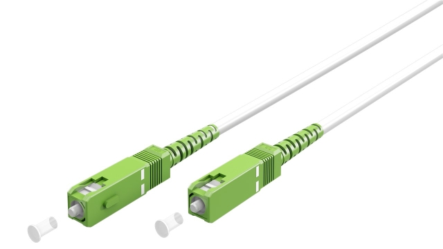 Goobay Fiberoptisk kabel (FTTH), Singlemode (OS2) White, vit (Simplex), 10 m plugg SC-APC (8°) > plugg SC-APC (8°), halogenfri kabelhölje (LSZH)