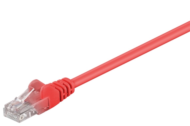 Goobay Patchkabel CAT 5e, U/UTP, röd, 15 m kopparklädd aluminiumtråd (CCA)