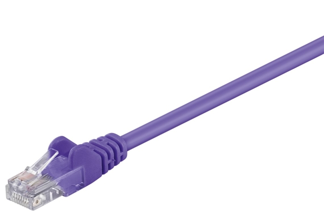 Goobay Patchkabel CAT 5e, U/UTP, violett, 0,25 m kopparklädd aluminiumtråd (CCA)