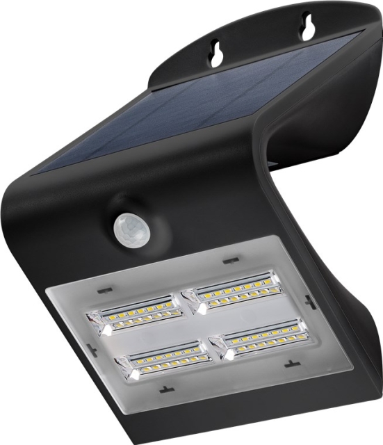 Goobay LED soldriven vägglampa med rörelsedetektor, 3.2 W belysning för husingångar, garageportar och trappor