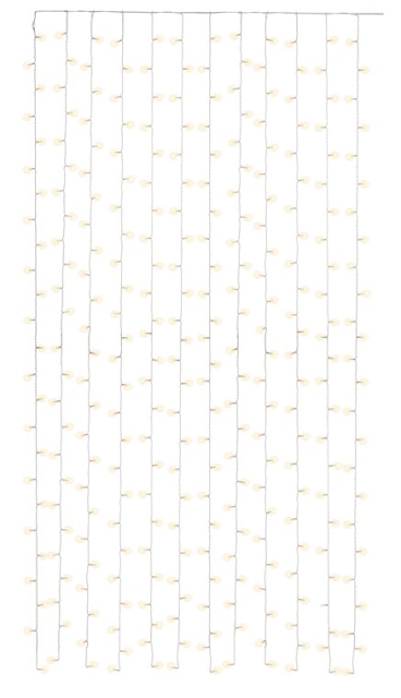 Goobay 300 LED-ljusridåer med fjärrkontroll, timerfunktion, 8 ljuslägen, dimmer och 31 V extern transformator, varmvitt (3000 K)