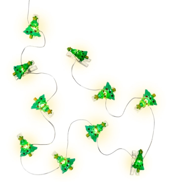 Goobay 10 LED fotoklipp ljusslinga "Julgran" med timerfunktion, varmvitt (3000 K), batteridrift