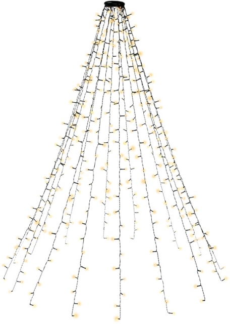 Goobay 400 LED överkast julgransbelysning med ring med timer och minnesfunktion, 8 ljuslägen, 24 V extern transformator, varmvitt (3000 K), för inomhus- och utomhusbruk (IP44)