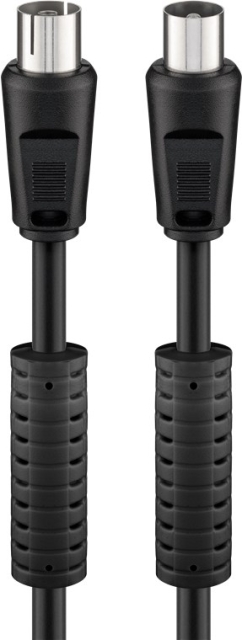 Goobay Antennkabel med ferrit (80 dB), dubbelskärmad koaxial-plugg > koaxial-plugg (helt skärmad)