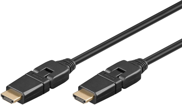 Goobay Höghastighets-HDMI™-kabel 360° med Ethernet HDMI™-kontakt (typ A) > HDMI™-kontakt (typ A); 360° roterbar