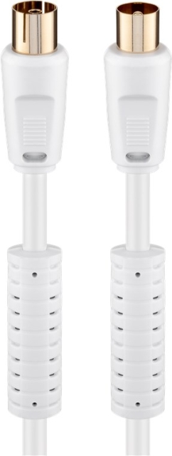 Goobay Antennkabel med ferrit (80 dB), dubbelskärmad guldpläterad, koaxial-plugg > koaxial-uttag (helt skärmad)