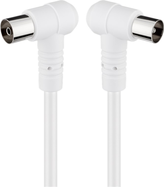 Goobay Vinklad antennkabel (80 dB), dubbelskärmad koaxial-plugg 90° > koaxial-uttag 90°