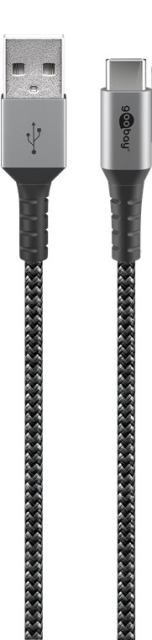 Goobay USB-C™ till USB-A textilkabel med metallkontakter 0,5 m elegant och extra robust anslutningskabel för enheter med USB-C™-port