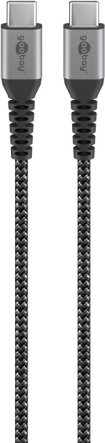 Goobay USB-C™ - USB-C™ tekstiilikaapeli metalliliittimillä 0,5 m tyylikäs ja erittäin kestävä liitäntäkaapeli laitteisiin, joissa on USB-C™-portti