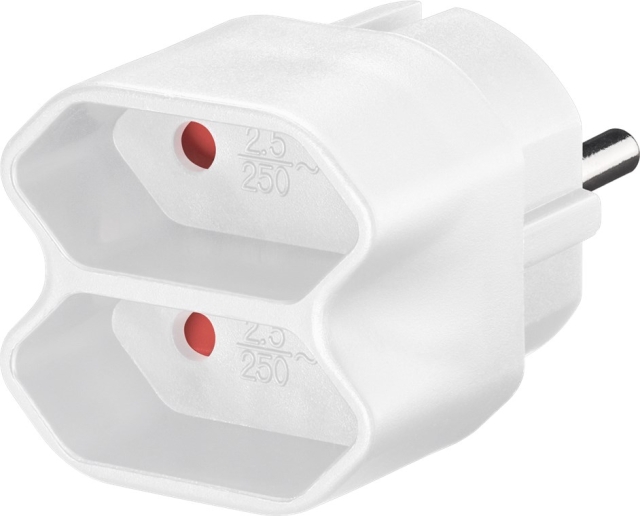 Goobay Adapter för uttag Kompakt adapter med två eurouttag