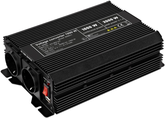 Goobay Spänningsomvandlare DC/AC (12 V - 230 V/1000 W) omvandlar 12 V DC till 230 V AC