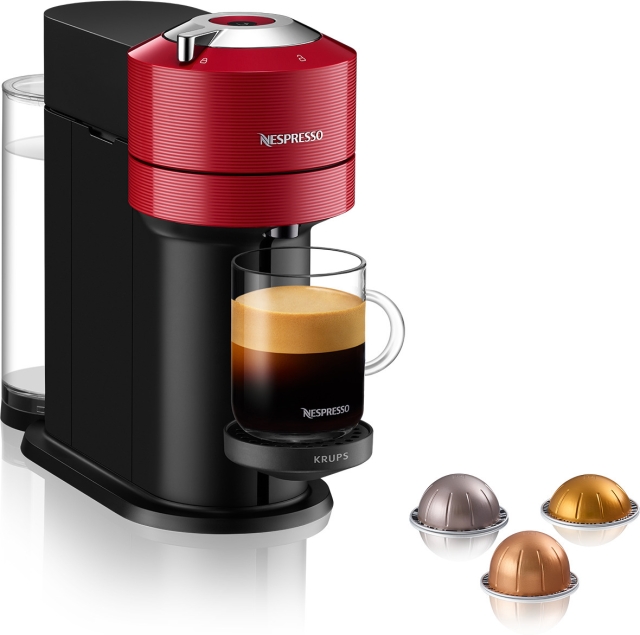 Krups Nespresso Vertuo Next -kapselikeitin, musta/punainen