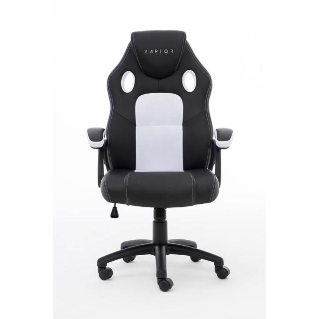 RAPTOR Gaming Chair GS-40 Compact, PU+Fabric, Black/White