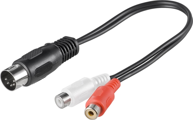 Goobay Adapter för ljudkabel, DIN-uttag till stereo RCA-kontakt DIN plugg 180 ° (5-pin) > 2x RCAuttag (ljud vänster / höger)