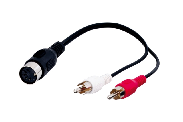 Goobay Adapter för ljudkabel, DIN-uttag till stereo RCA-kontakt DIN uttag 180 ° (5-pin) > 2x RCA-kontakt (ljud vänster / höger)