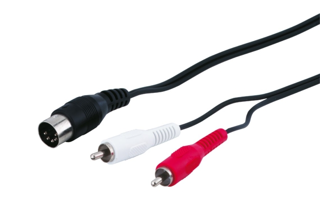 Goobay Adapter för ljudkabel, DIN-uttag till stereo RCA-kontakt DIN plugg 180 ° (5-pin) > 2x RCA-kontakt (ljud vänster / höger)