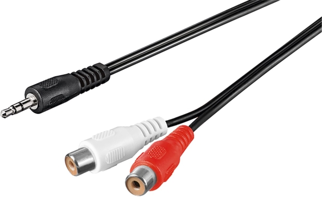 Goobay Adapter för ljudkabel 3,5 mm, plugg till stereo RCA-uttag Pawl 3,5 mm plugg (3-stift, Stereo) > 2x RCAuttag (ljud vänster / höger)
