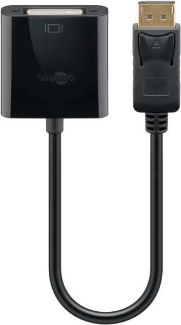 Goobay DisplayPortv/DVI-D-adapterkabel 1.2, förnicklad Displayport™ plugg > DVI-I-uttaget Dual Link (24 + 5 stift)