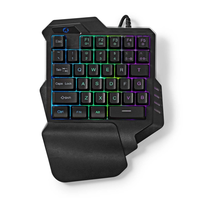 Nedis Pelinäppäimistö Langallinen | USB Type-A | Kalvonäppäiminä | RGB | Yksikätinen | yleismaailmallinen | USB Virta | Virtakaapelin pituus: 1.60 m | Pelinäppäimistö