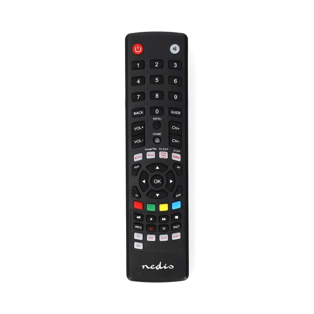 Nedis Yleiskaukosäädin | Esiohjelmoitu | 4 Laitetta | Amazon Prime / Disney + Button / Google Play -näppäin / Netflix -näppäin / Youtube -näppäin | Infrapuna | Musta