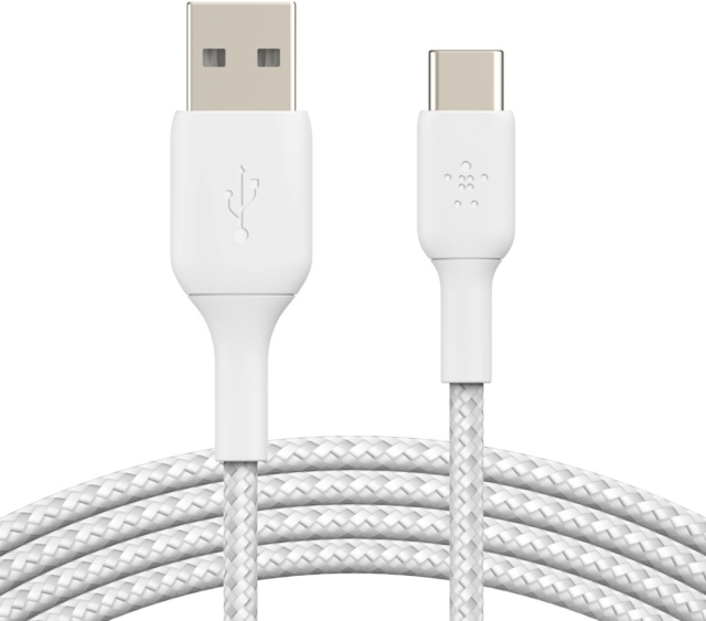 Belkin BOOST CHARGE™ USB-A - USB-C kaapeli punottu, 0,15m, valkoinen