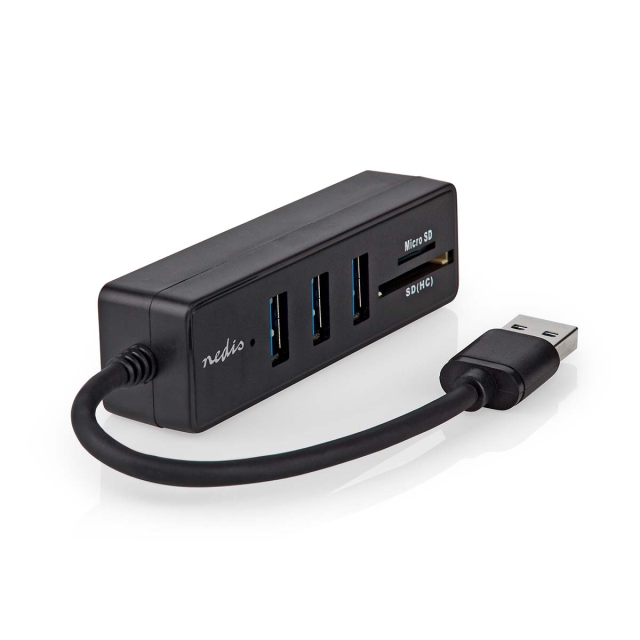 Nedis USB-keskitin | USB-A Male | 3x USB A Female | 5-Porttinen port(s) | USB 3.2 Gen 1 | USB Virta | 5 Gbps | SD & MicroSD