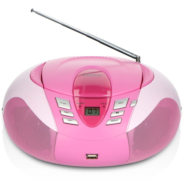 Lenco Kannettava FM-radio CD- ja USB-soitin Vaaleanpunainen