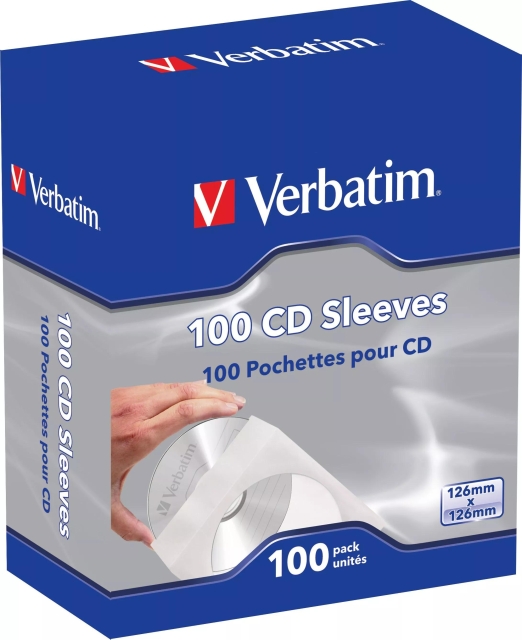 Verbatim Paper pocket for CDs/DVDs, white/transparent, 100-pack