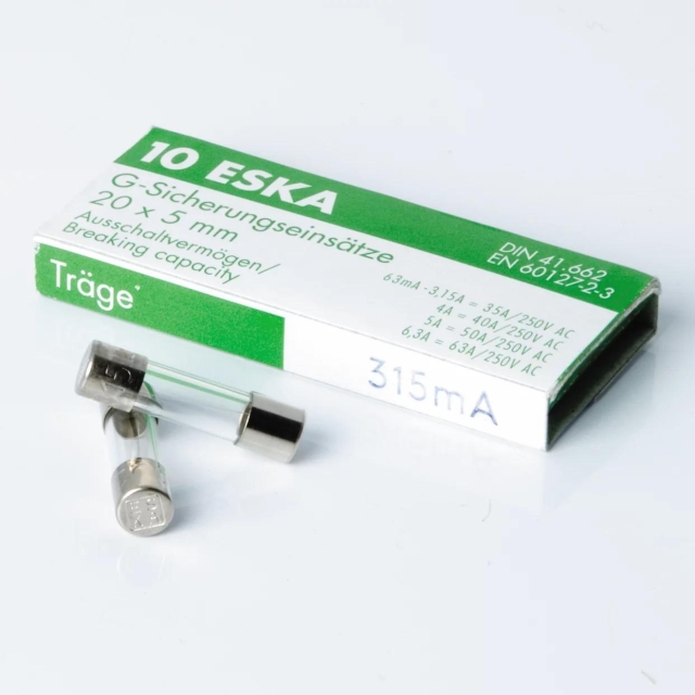 Nordic Quality Glas säkring - slow, 0,315A