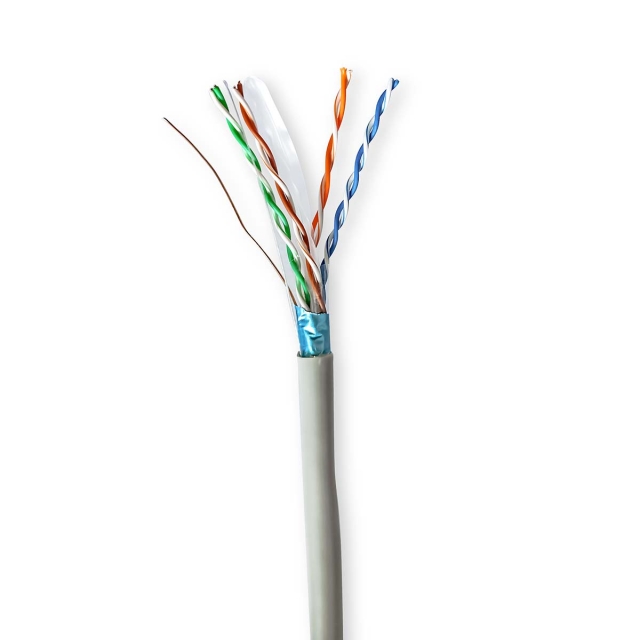 Nedis Verkkokaapeli | CAT6 | Kiinteä | F/UTP | CCA | 100.0 m | Sisäkäyttöön | Pyöreä | PVC | Harmaa | Vetolaatikko