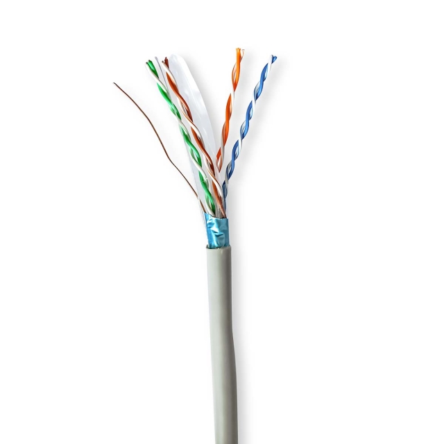 Nedis Verkkokaapeli | CAT6 | Kiinteä | F/UTP | CCA | 305.0 m | Sisäkäyttöön | Pyöreä | PVC | Harmaa | Vetolaatikko