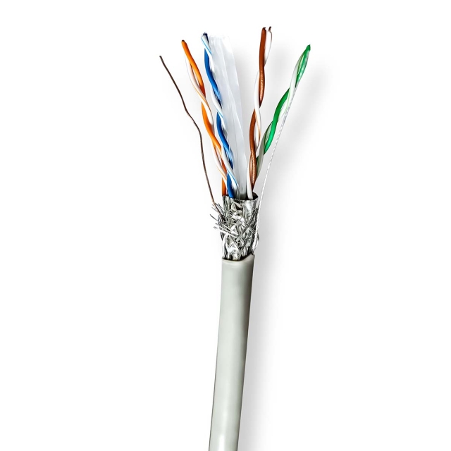 Nedis Verkkokaapeli | CAT6 | Säikeinen | S/FTP | CCA | 305.0 m | Sisäkäyttöön | Pyöreä | PVC | Harmaa | Vetolaatikko