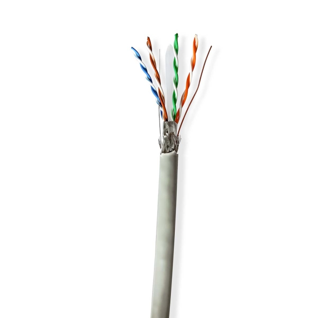 Nedis Verkkokaapeli | CAT6 | Kiinteä | S/FTP | CCA | 305.0 m | Sisäkäyttöön | Pyöreä | PVC | Harmaa | Vetolaatikko