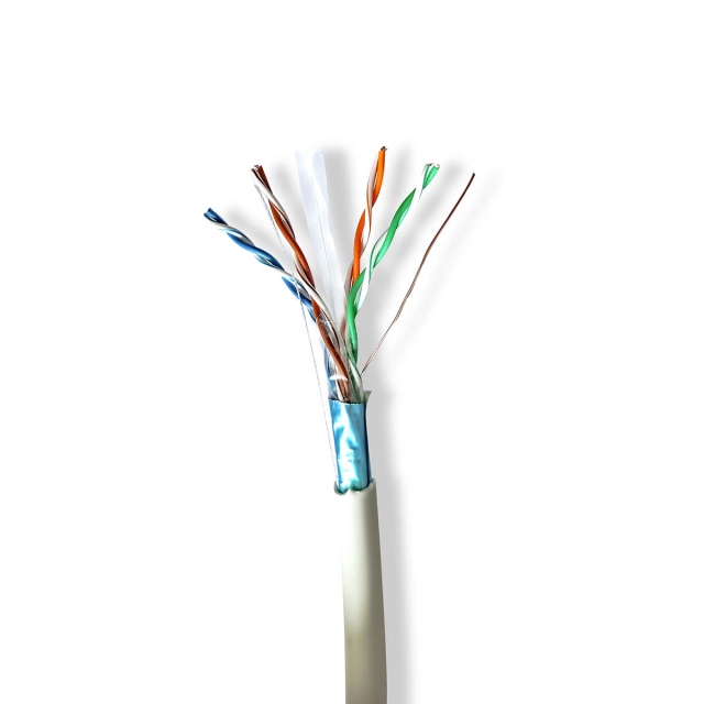 Nedis Verkkokaapeli | CAT6 | Säikeinen | F/UTP | Puhdas kupari | 305.0 m | Sisäkäyttöön | Pyöreä | LSZH | Harmaa | Vetolaatikko