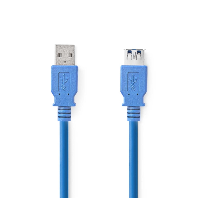 Nedis USB kaapeli | USB 3.2 Gen 1 | USB-A Uros | USB-A Naaras | 5 Gbps | Niklattu | 2.00 m | Pyöreä | PVC | Sininen | Laatikko