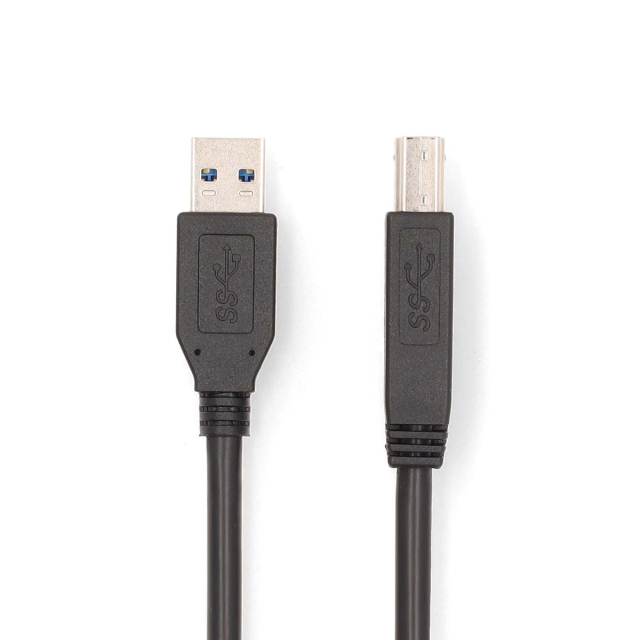 Nedis USB kaapeli | USB 3.2 Gen 1 | USB-A Uros | USB-B Uros | 5 Gbps | Niklattu | 2.00 m | Pyöreä | PVC | Musta | Laatikko
