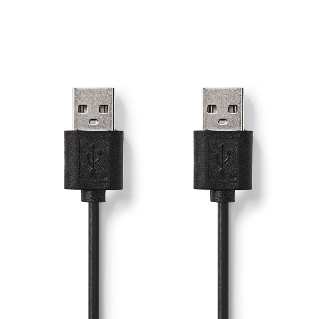 Nedis USB kaapeli | USB 2.0 | USB-A Uros | USB-A Uros | 480 Mbps | Niklattu | 2.00 m | Pyöreä | PVC | Musta | Label