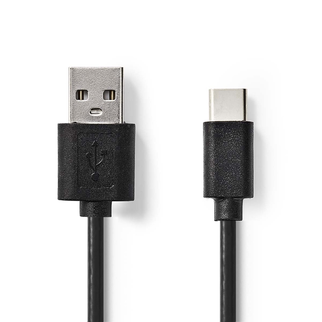 Nedis USB kaapeli | USB 2.0 | USB-A Uros | USB-C™ Uros | 5 W | 480 Mbps | Niklattu | 1.00 m | Pyöreä | PVC | Musta | Label