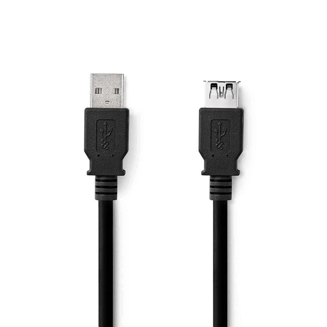 Nedis USB kaapeli | USB 3.2 Gen 1 | USB-A Uros | USB-A Naaras | 5 Gbps | Niklattu | 1.00 m | Pyöreä | PVC | Musta | Label