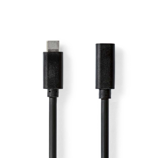 Nedis USB kaapeli | USB 3.2 Gen 1 | USB-C™ Uros | USB-C™ Naaras | 60 W | 4K@60Hz | 5 Gbps | Niklattu | 1.00 m | Pyöreä | PVC | Musta | Label