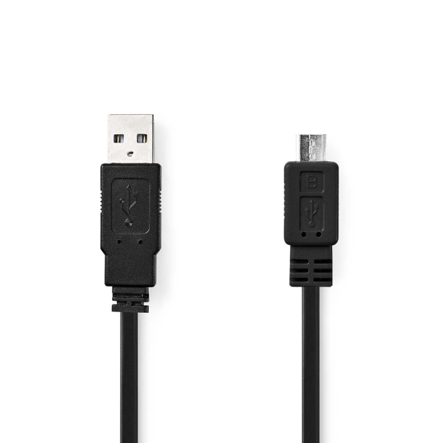 Nedis USB kaapeli | USB 2.0 | USB-A Uros | USB Micro-B Uros | 480 Mbps | Niklattu | 1.00 m | Litteä | PVC | Musta | Kirjekuori