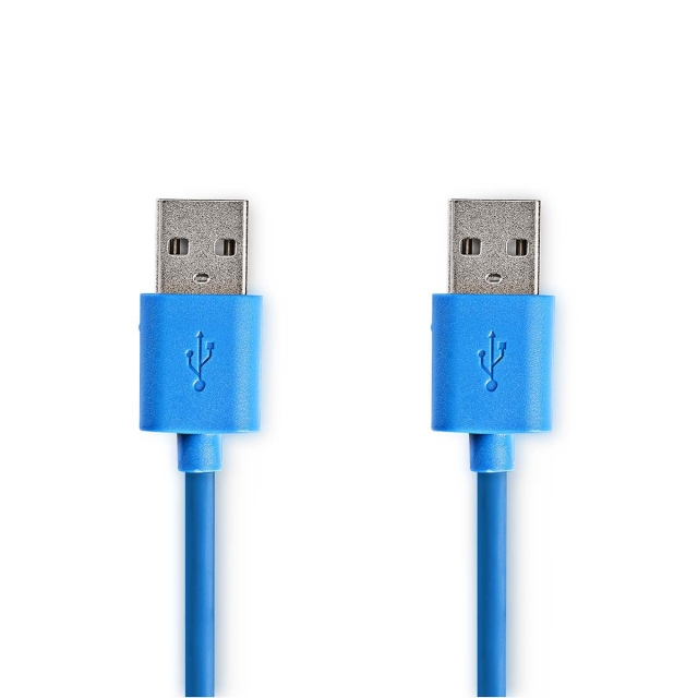 Nedis USB kaapeli | USB 3.2 Gen 1 | USB-A Uros | USB-A Uros | 5 Gbps | Niklattu | 2.00 m | Pyöreä | PVC | Sininen | Kirjekuori