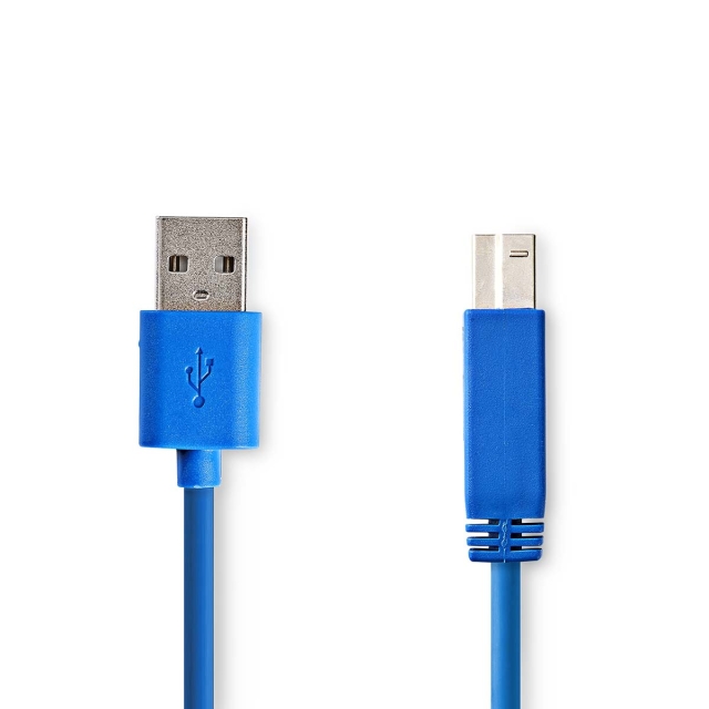 Nedis USB kaapeli | USB 3.2 Gen 1 | USB-A Uros | USB-B Uros | 5 Gbps | Niklattu | 3.00 m | Pyöreä | PVC | Sininen | Kirjekuori