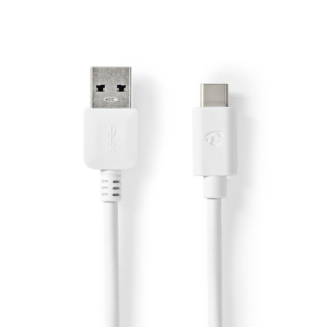 Nedis USB kaapeli | USB 3.2 Gen 1 | USB-A Uros | USB-C™ Uros | 60 W | 5 Gbps | Niklattu | 2.00 m | Pyöreä | PVC | Valkoinen | Laatikko