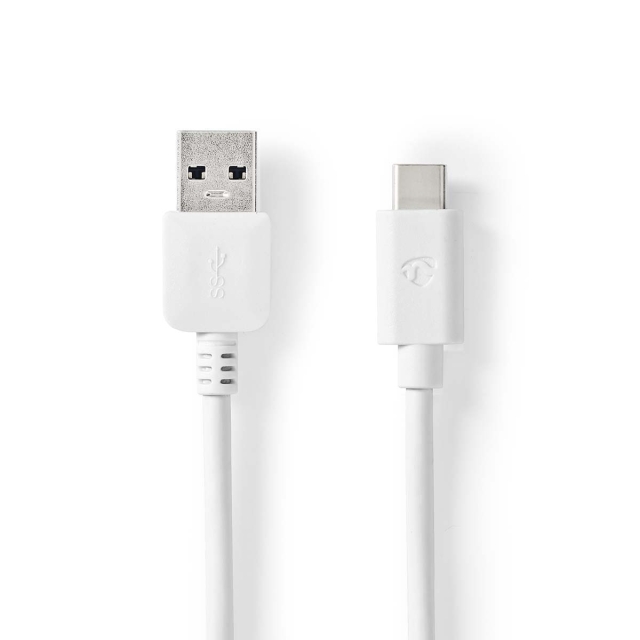 Nedis USB kaapeli | USB 3.2 Gen 2 | USB-A Uros | USB-C™ Uros | 60 W | 10 Gbps | Niklattu | 1.00 m | Pyöreä | PVC | Valkoinen | Laatikko