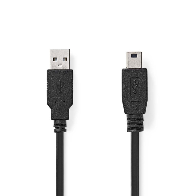 Nedis USB kaapeli | USB 2.0 | USB-A Uros | USB Mini-B 5 pin Uros | 480 Mbps | Niklattu | 5.00 m | Pyöreä | PVC | Musta | Label