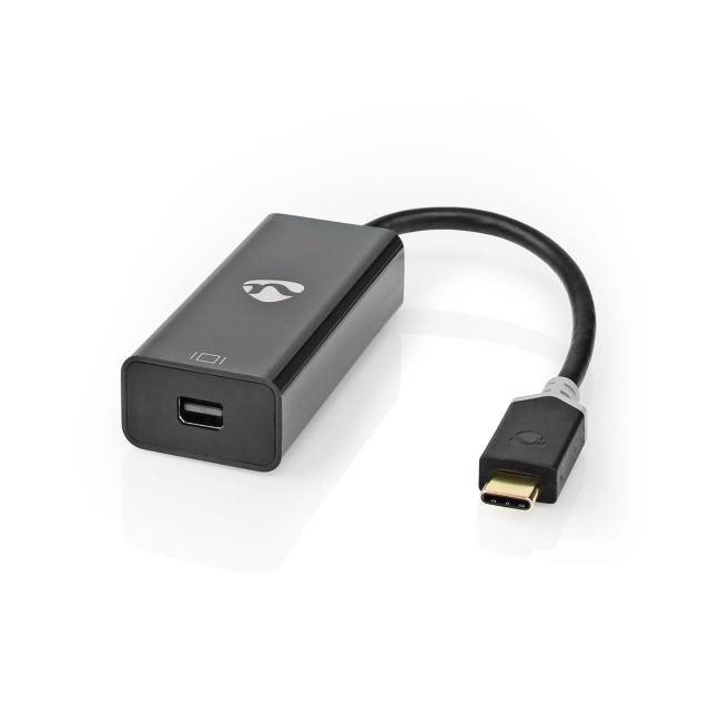 Nedis USB-C™ Sovitin | USB 3.2 Gen 1 | USB-C™ Uros | Mini DisplayPort Naaras | 0.20 m | Pyöreä | Kullattu | PVC | Antrasiitti | Ikkunallinen laatikko