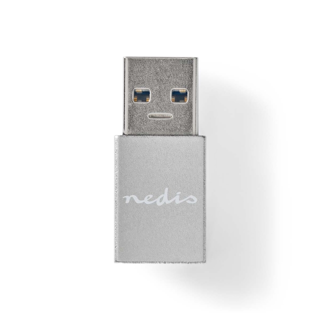 Nedis USB-A Sovitin | USB 3.2 Gen 1 | USB-A Uros | USB-C™ Naaras | 5 Gbps | Pyöreä | Niklattu | Musta | Laatikko